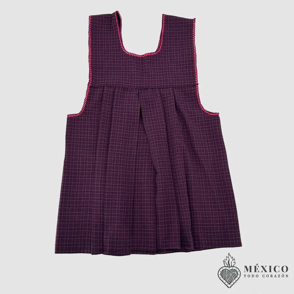 Traditional Mexican Cross-Stitch Embroidered Apron – Deluxe Artisan Smock Style